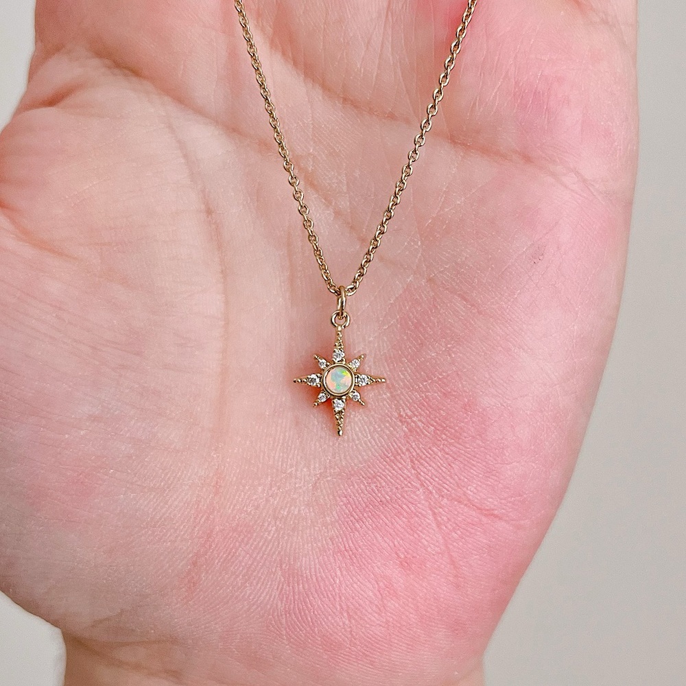 ANA LUISA Starburst Opal Necklace - Boho Chic, Minimalist Jewelry, Sustaibable